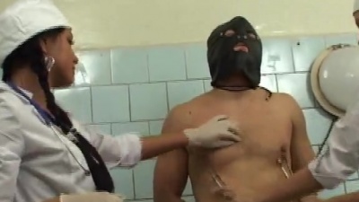 Patient gets cropped stomped nipples & cock tortured by two nurses